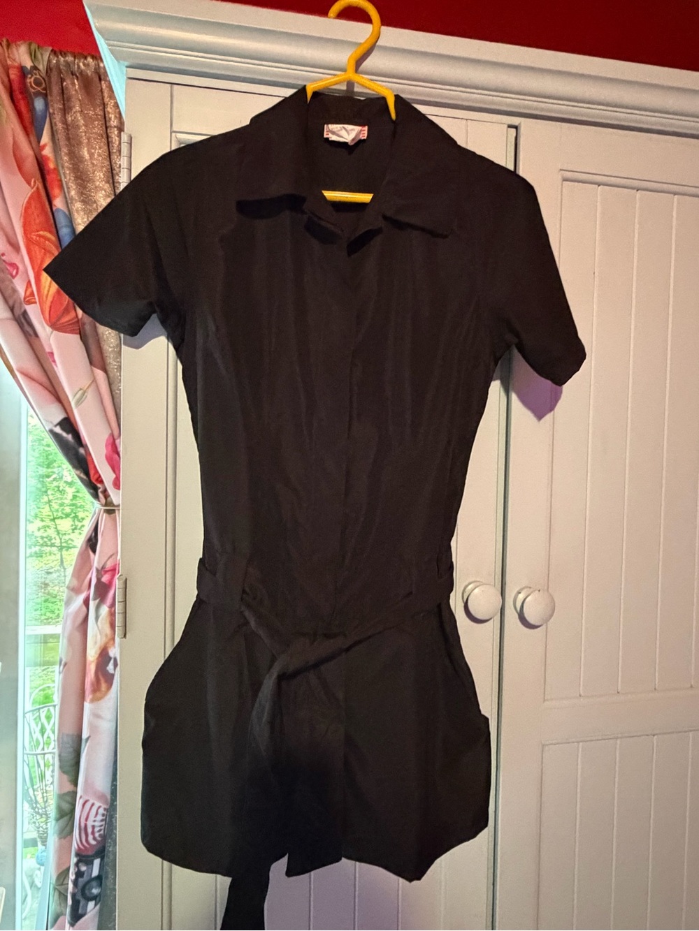 Black Short-Sleeve Romper Jumpsuit - Women's